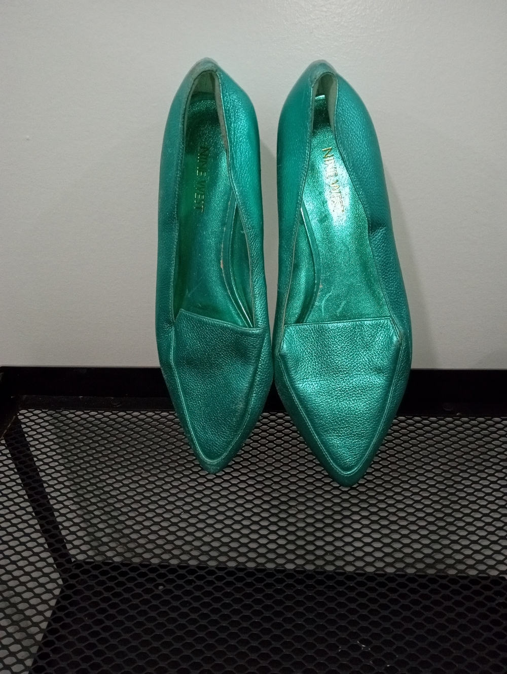 Nine West Turquoise Metallic Pebbled Leather Flats/Loafers
